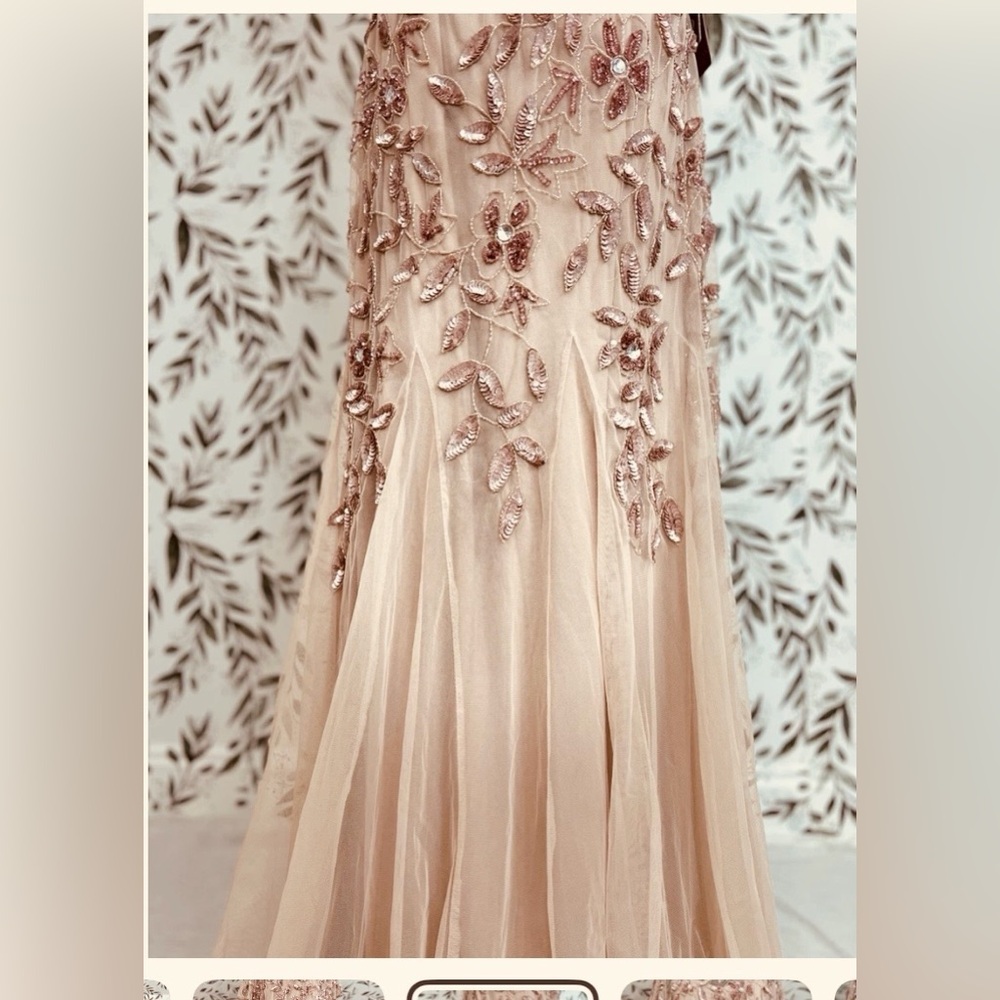 NWT by Adrianna Papell, Blush Beaded Tulle Gown Sz 14, Perfect for Wedding, Prom - Picture 6 of 9